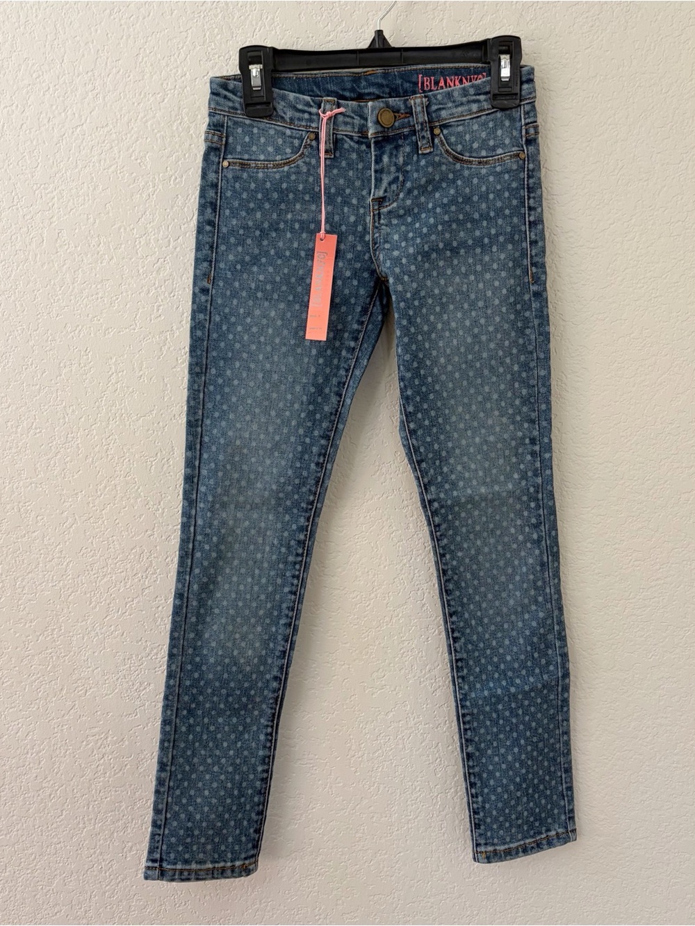 NWT Blank NYC Youth Girls Size 7 Super Skinny Jeans Polka Dots